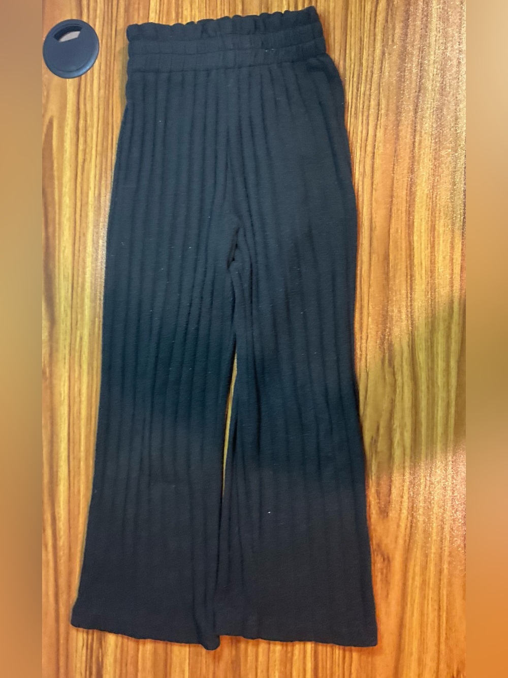 Girls Ribbed Wide-Leg Pull-On Leggings in Black